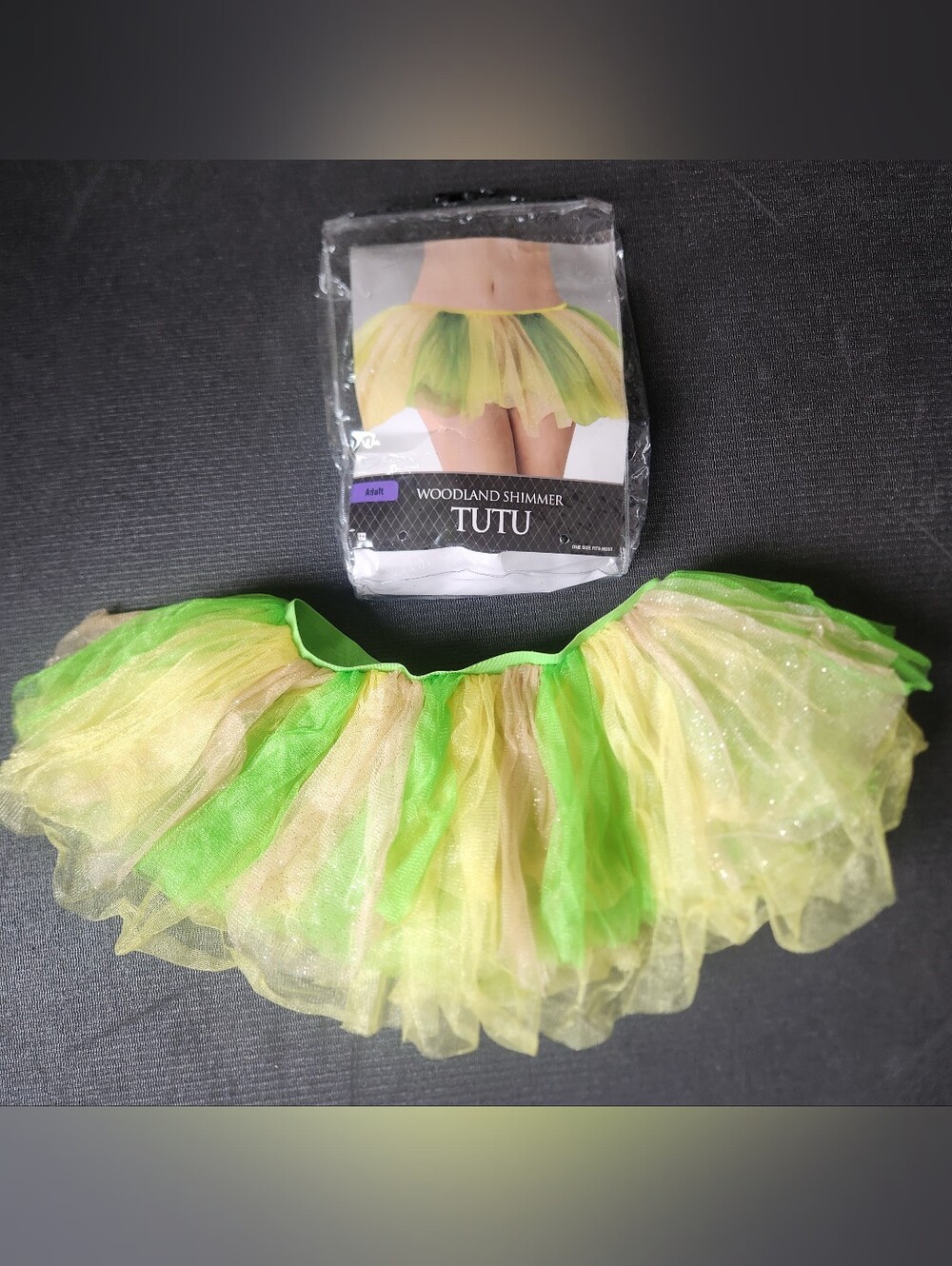 Adult Green & Yellow Woodland Fairy Shimmer TuTu Petticoat Halloween Costume, OS